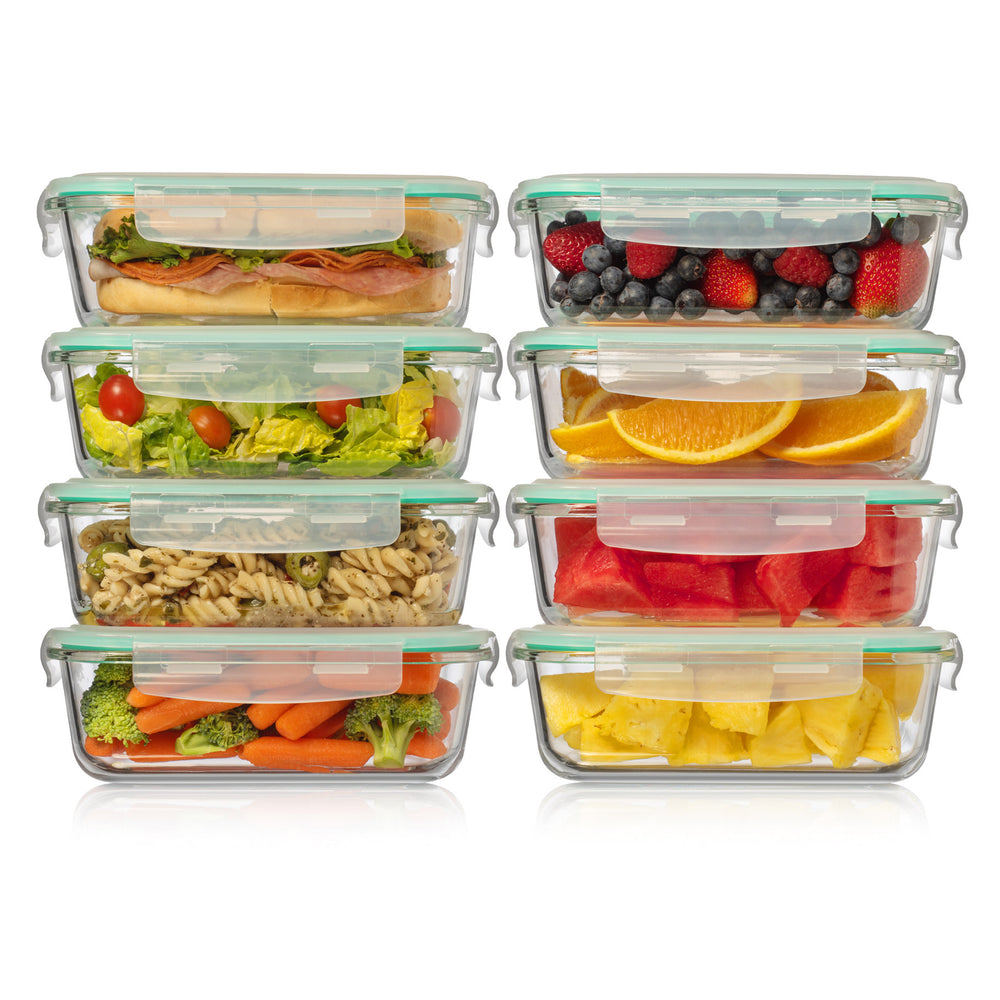 8 pack Bento 2 Compartment Glass Food Storage Containers – Fusion