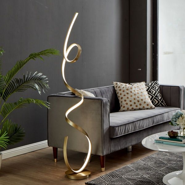 Amsterdam Integrated LED Floor Lamp in Sandy Gold - Dimmable