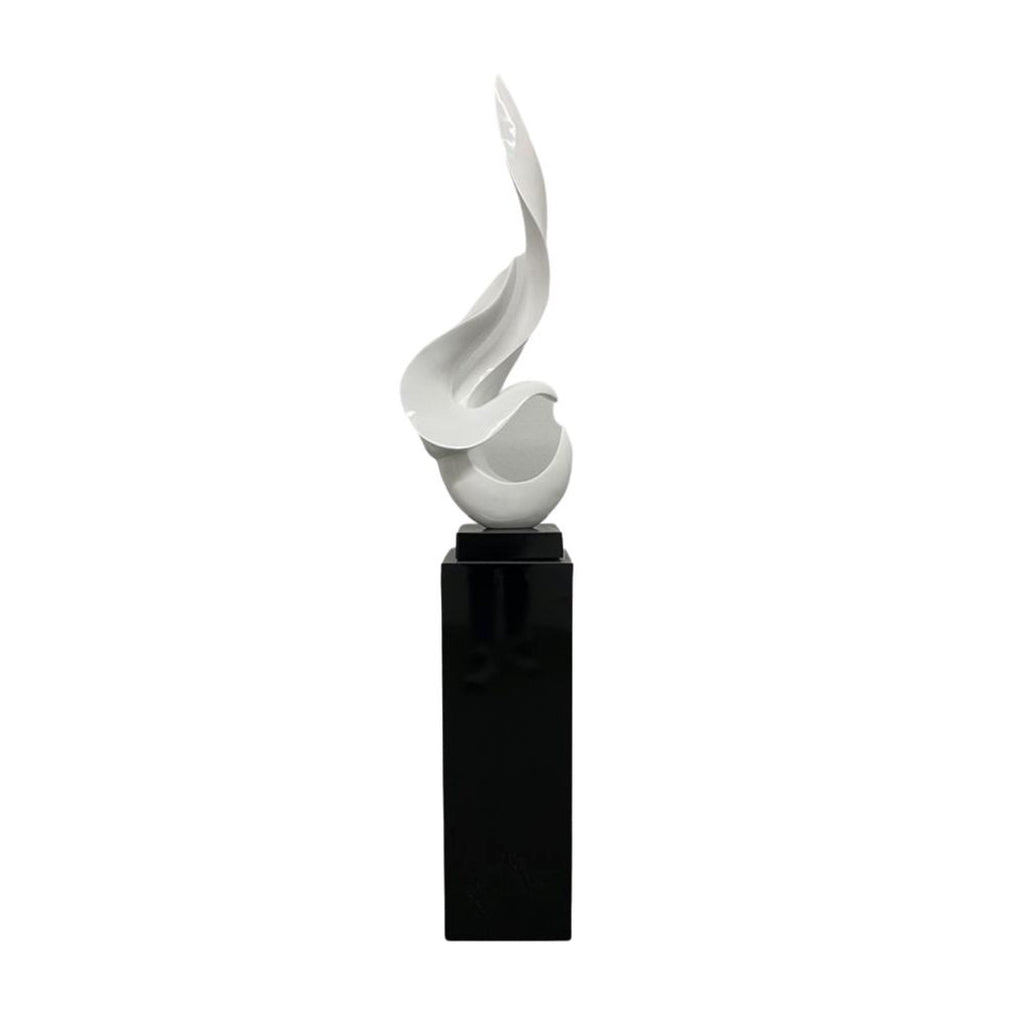 Navy Blue Flame Floor Sculpture With Black Stand, – Home Elegance USA