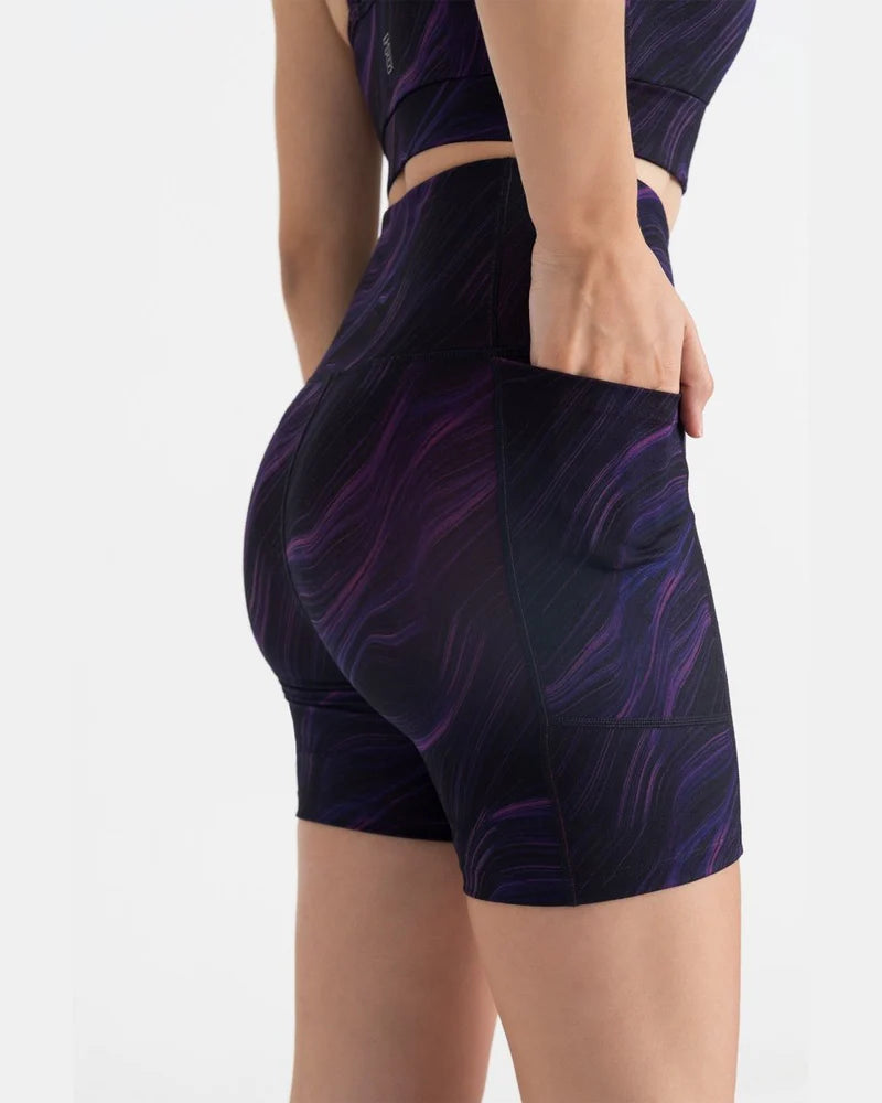 women marble print cycling shorts