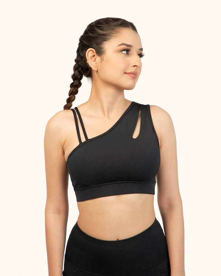 women wearing a black sports bra