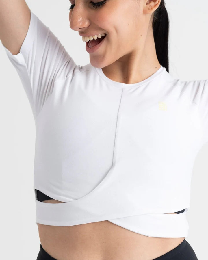 women white wrap crop top