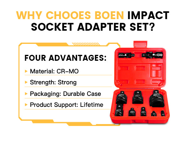 BOENTools 10pcs Standard Impact Socket Adapter/Reducer Set 4