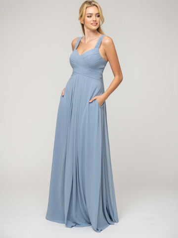 Dusty Blue Bridesmaid Dresses With Pockets