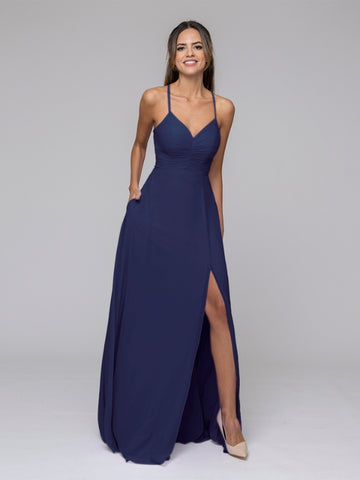 Navy Blue Bridesmaid Dresses With Pockets