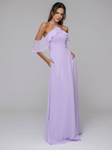 Ruffles Lilac Bridesmaid Dresses With Pockets