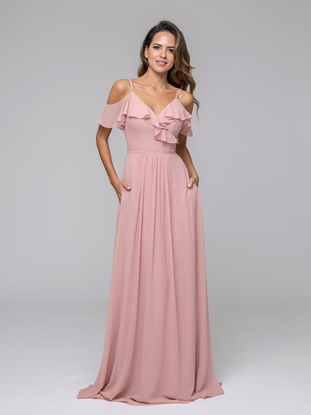 dusty rose chiffon bridesmaid dresses