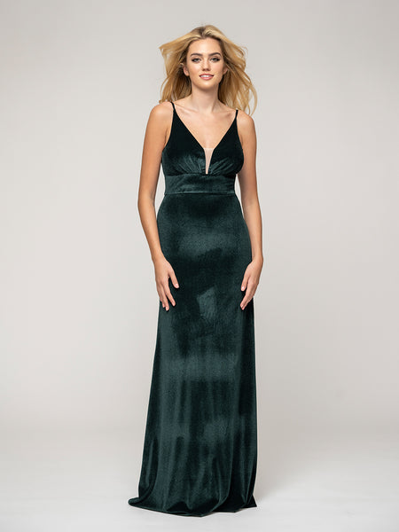 Long Velvet Sheath Bridesmaid Dresses With V BackOpen media 4 in modal   Long Velvet Sheath Bridesmaid Dresses With V Back