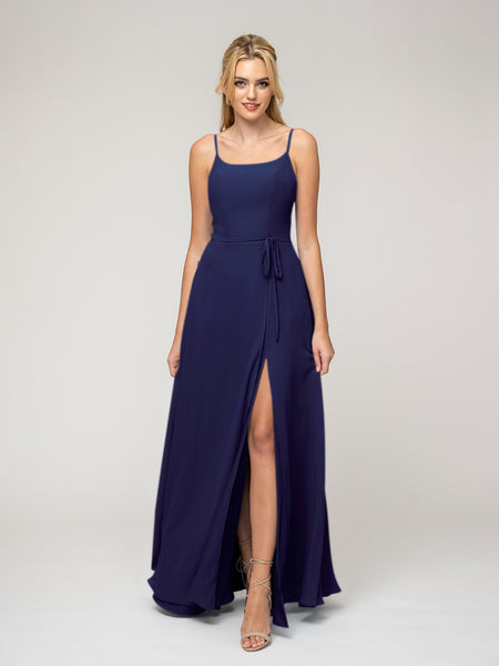 navy blue chiffon bridesmaid dresses