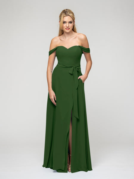 Olive Green Chiffon Bridesmaid Dresses