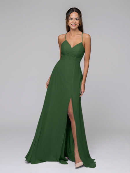 Halter Olive Green Bridesmaid Dresses