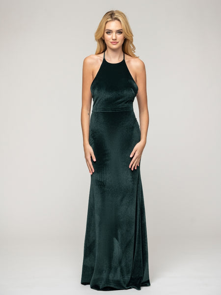 Velvet emerald bridesmaid dresses