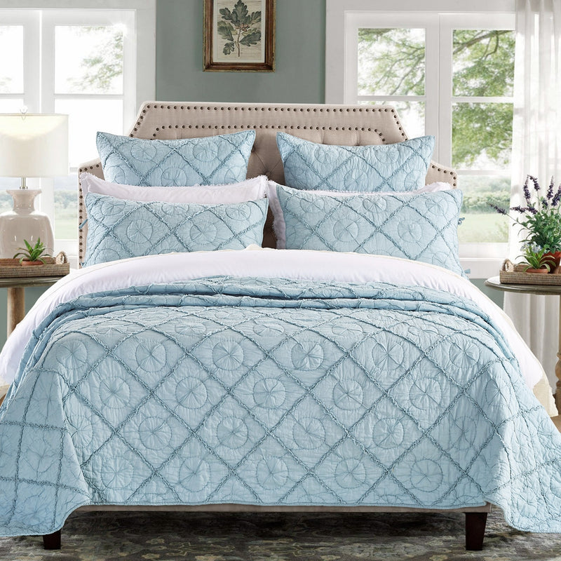 Country Idyl Luxury Pure Cotton Pacific Blue Quilt – Calla Angel