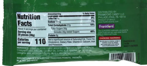 Claussen pickle jelly bean nutrition information