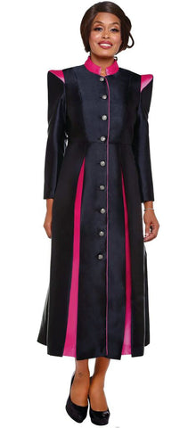 Women Church Robe RR9131-Black/Fuchsia