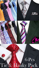 Men Tie & Hanky Assorted 6-Pcs Pre-Pack - Church Suits For Less