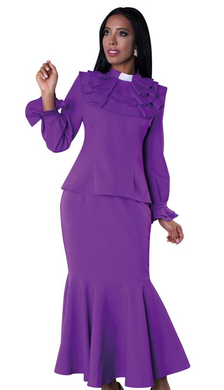 Tally Taylor Church Suit 4601-Purple/White - Church Suits For Less