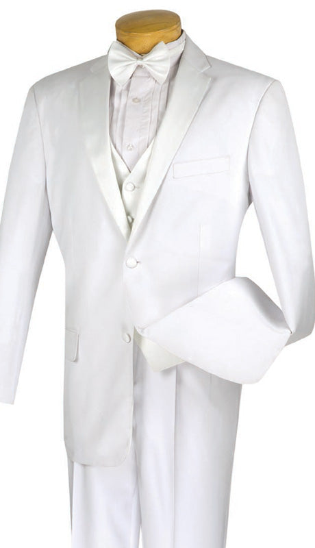 Vinci Men Tuxedo 4TV-1-White | Church suits for less