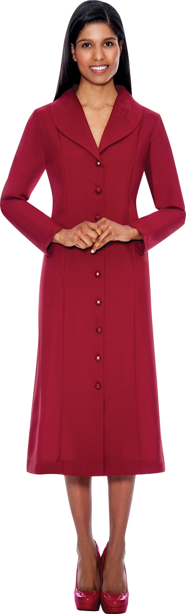burgundy church dress