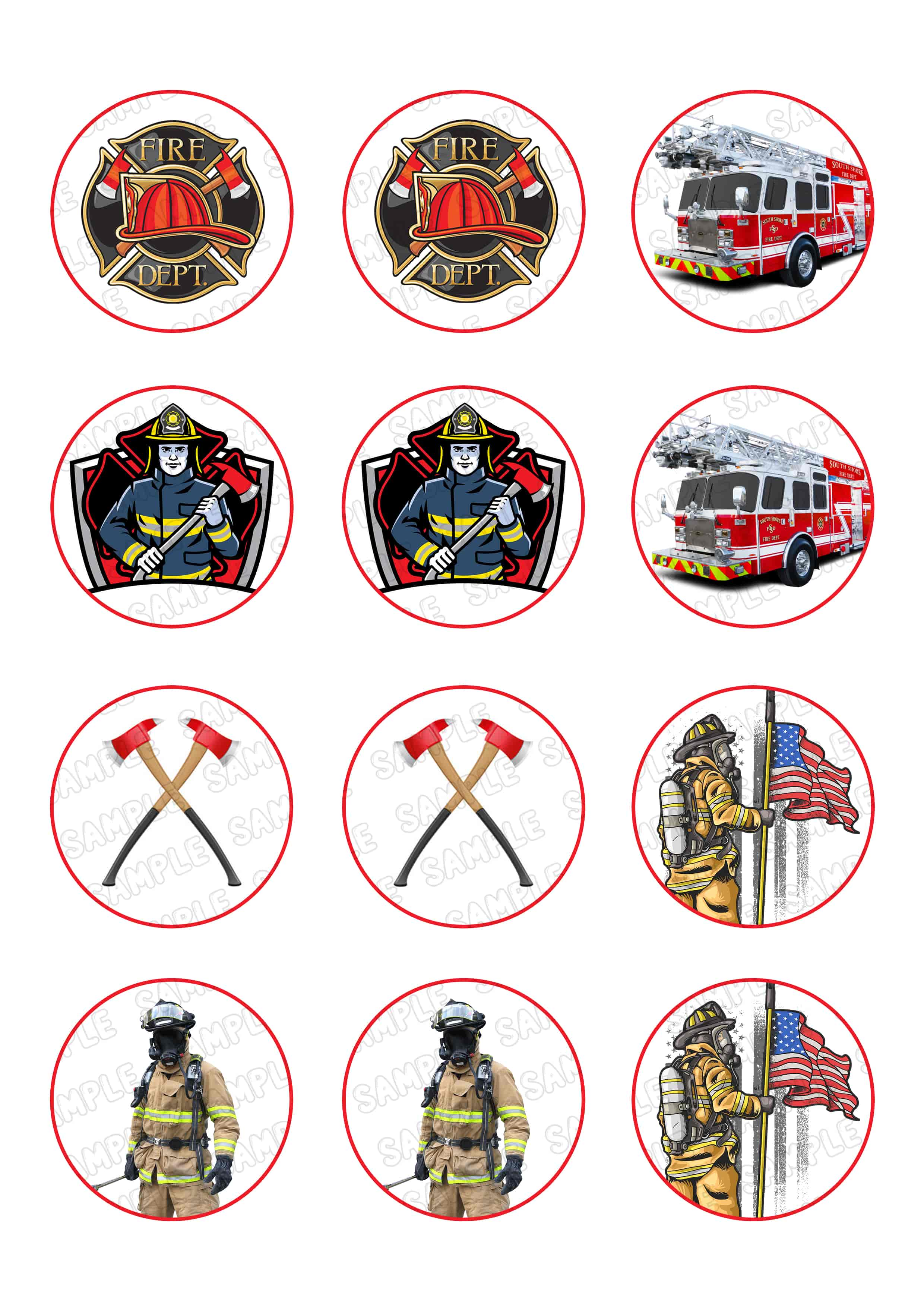 Firefighter Edible Cupcake Toppers Ediblecakeimage   Firefighter Cc 