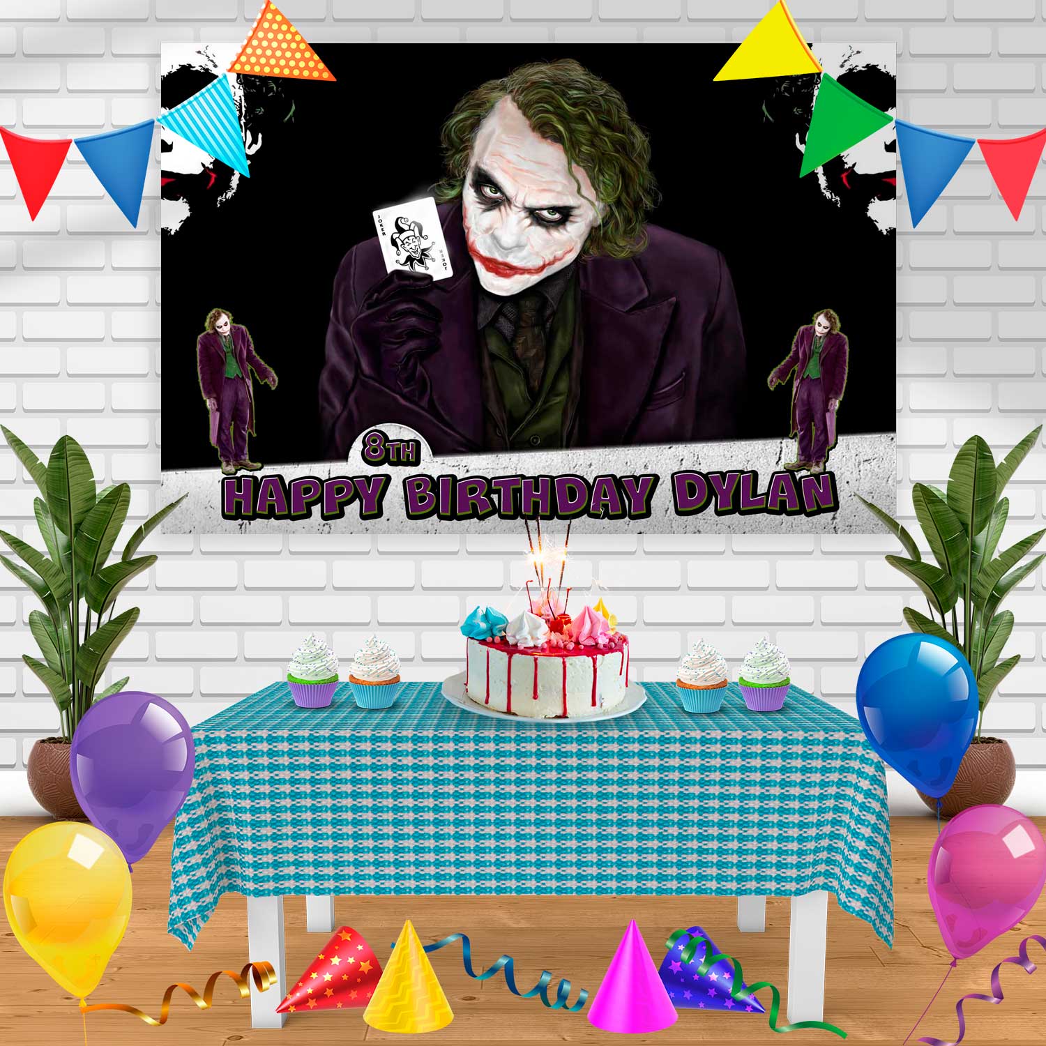 Joker Birthday Banner Personalized Party Backdrop Decoration ...