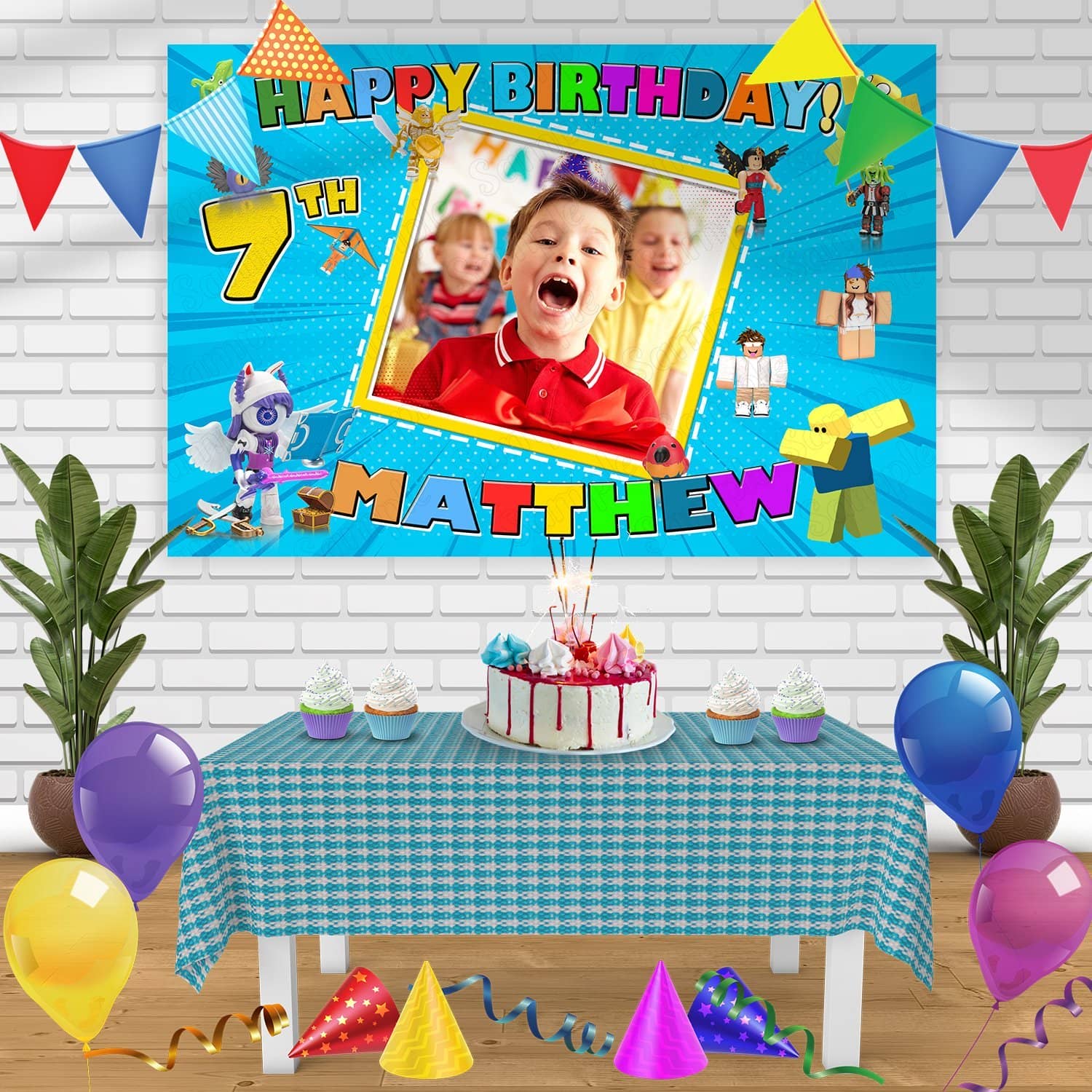 Roblox Frame Birthday Banner Personalized Party Backdrop Decoration ...