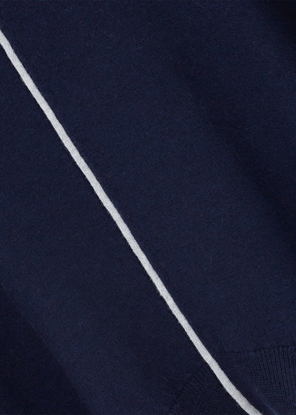 Ille De Cocos Merino Cropped Sweater - Navy/ Light Grey