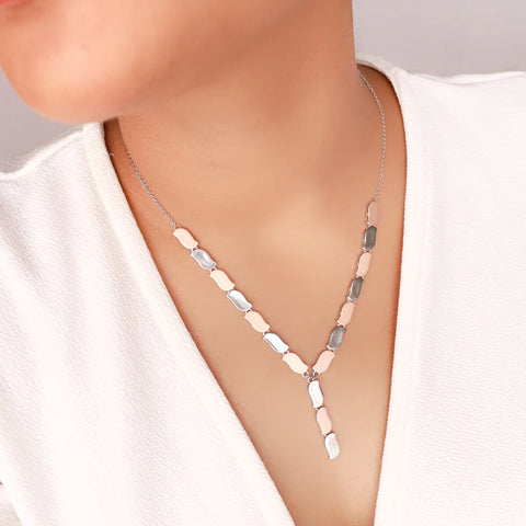 Silver Rose Gold Necklace - Olluu