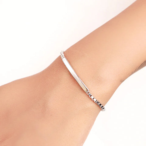 OLLUU Silver Simple Stick Bracelets