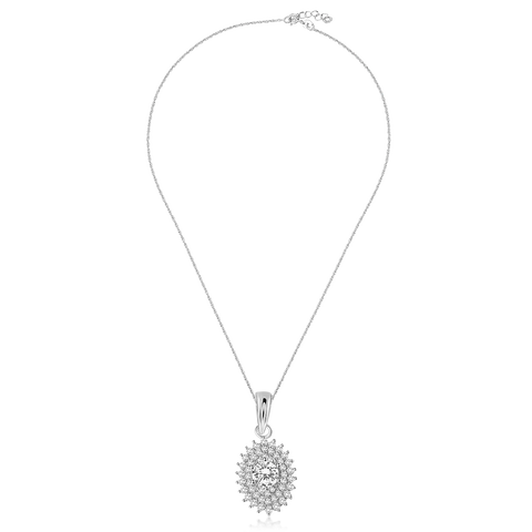 OLLUU Silver Evil Shining Diamond Necklace Set