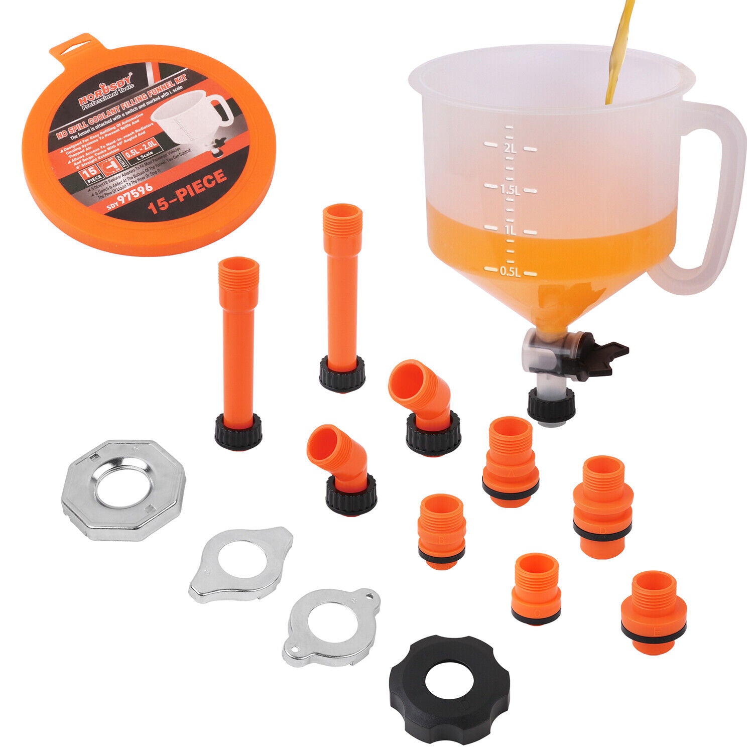 15piece No Spill Coolant Filling Funnel Kit Spill Free Radiator