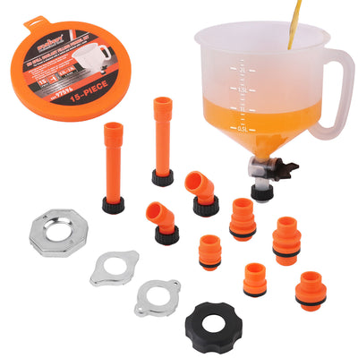 15-Piece No-Spill Coolant Funnel Kit with Valve Switch, Radiator