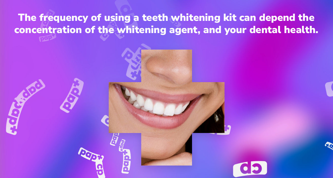 The frequency of using a teeth whitening kit can depend the concentration of the whitening agent, and your dental health.