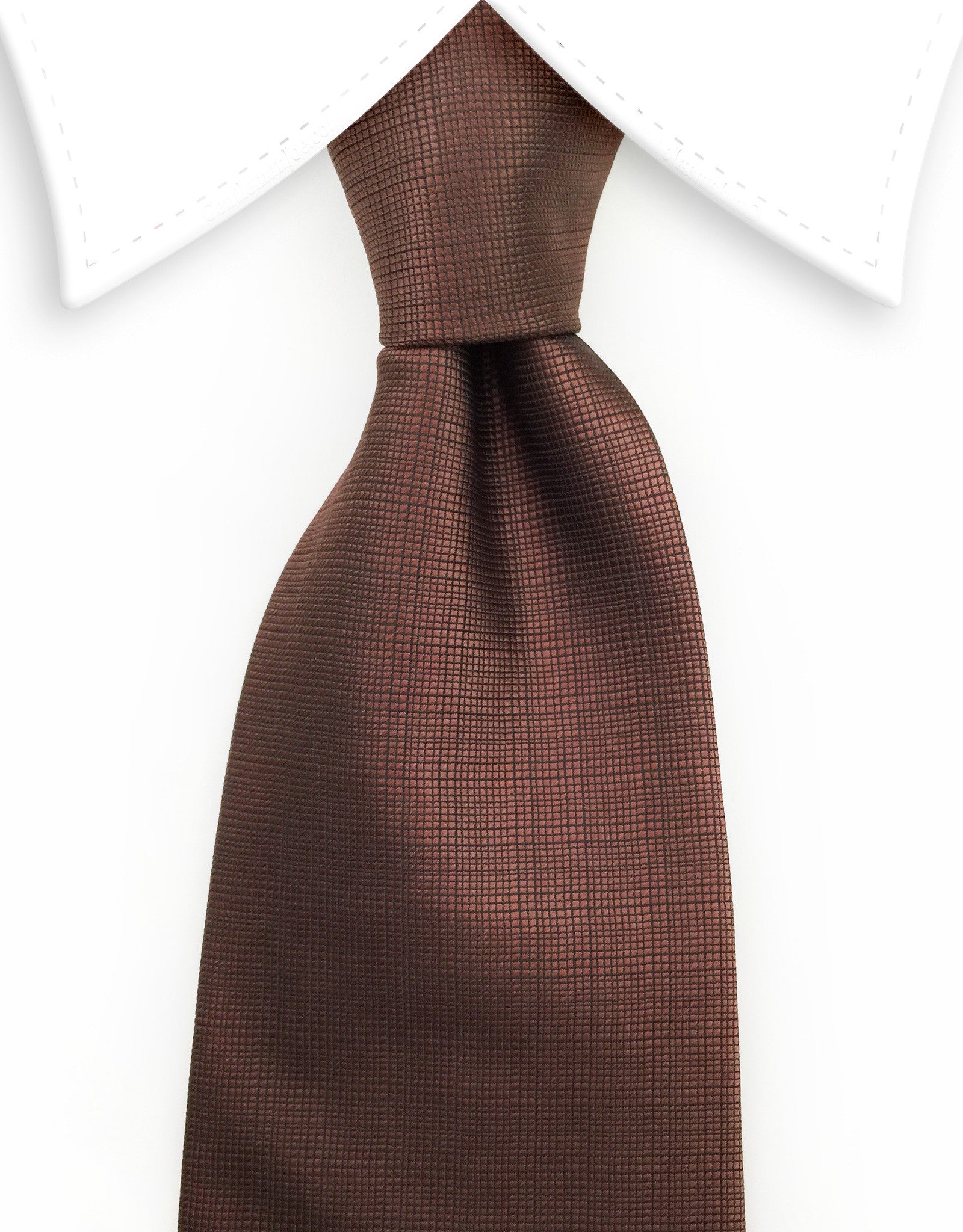Espresso Brown Tie with Grid – GentlemanJoe
