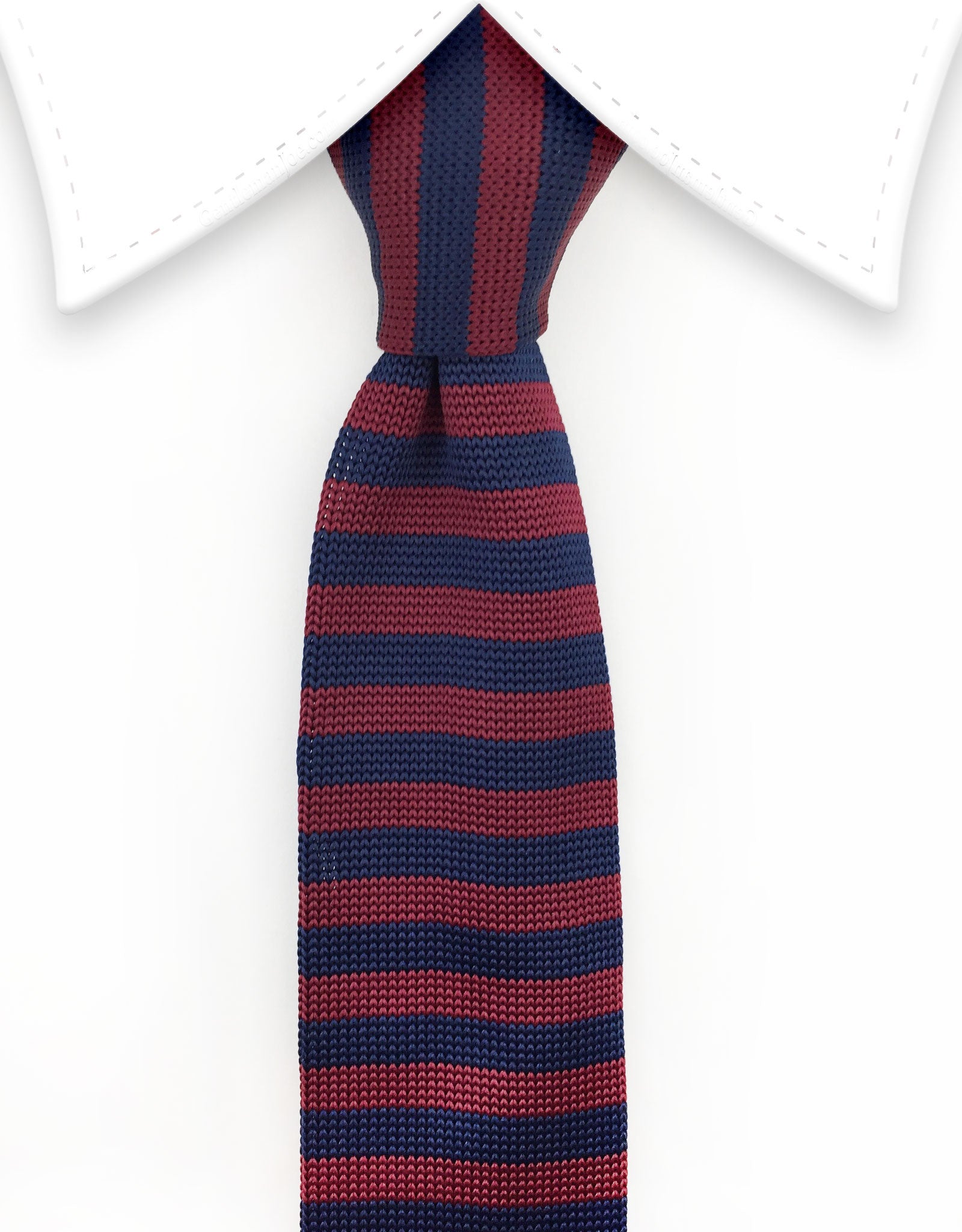 Burgundy Red and Navy Blue Striped Knit Necktie – GentlemanJoe