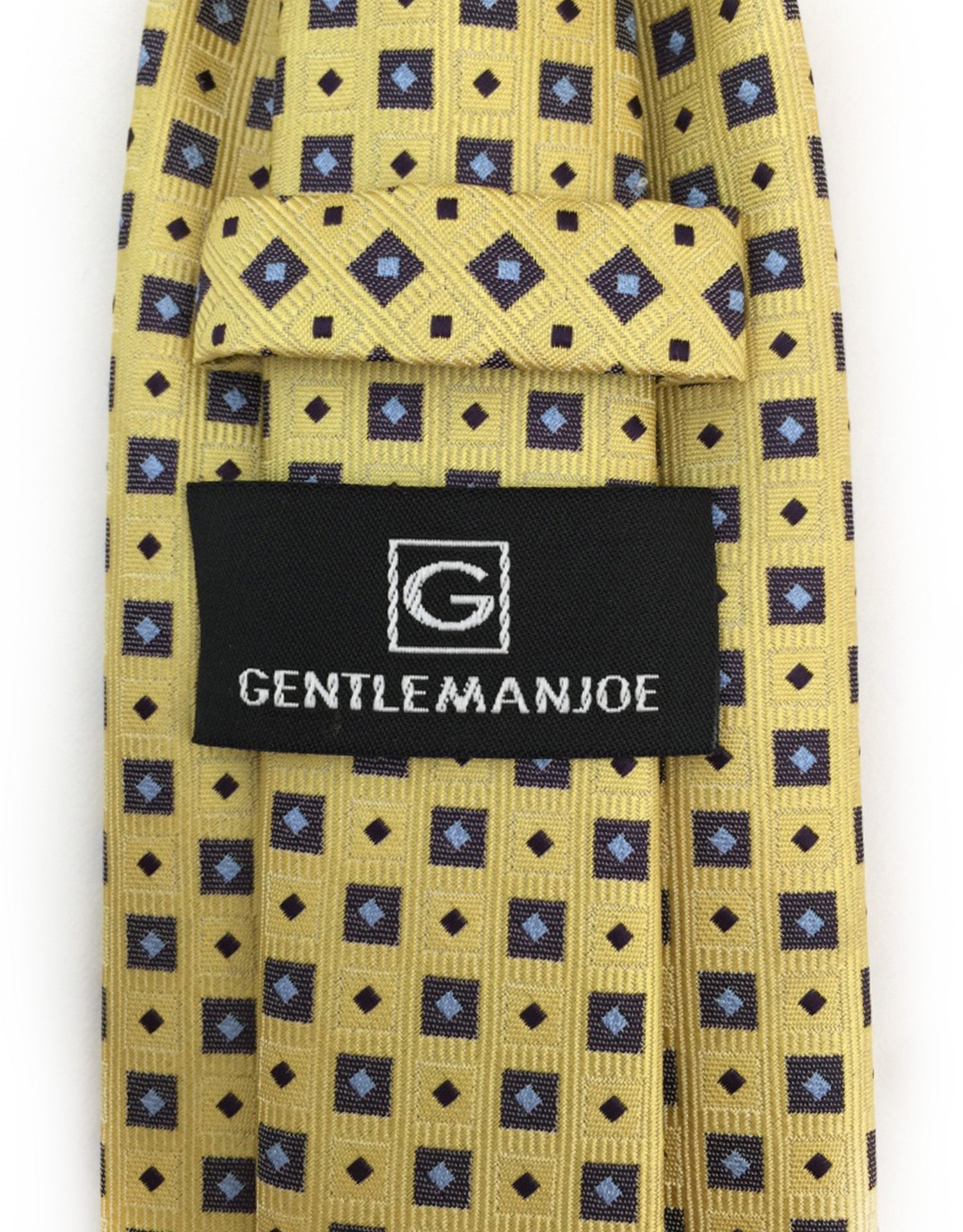 Yellow Tie with Brown Squares & Silver & Brown Diamonds – GentlemanJoe