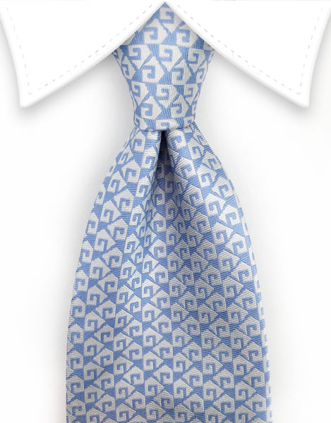 Light Blue Tie with Greek Key Design – GentlemanJoe