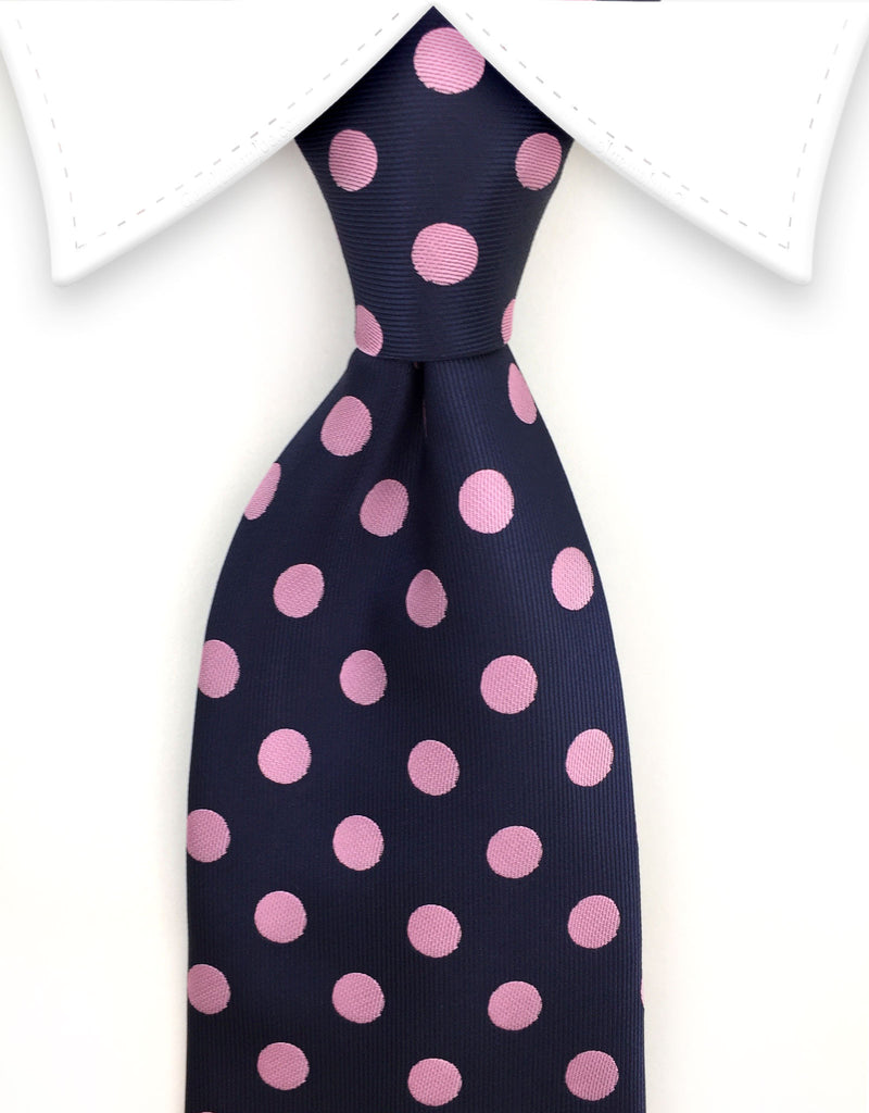 Navy Blue and Pink Polka Dot Tie – GentlemanJoe