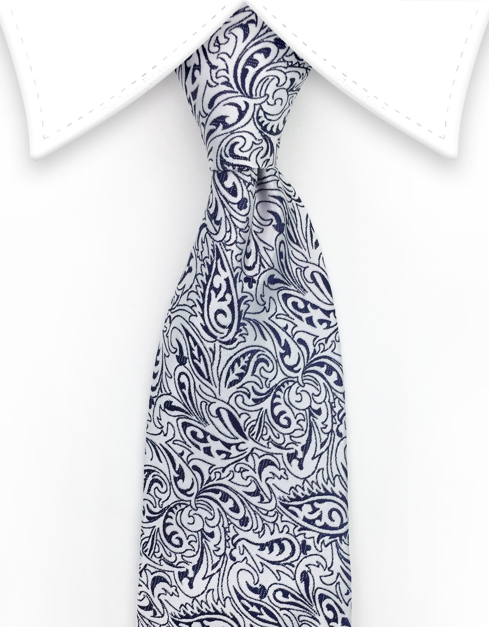Light Silver & Navy Floral Necktie – GentlemanJoe