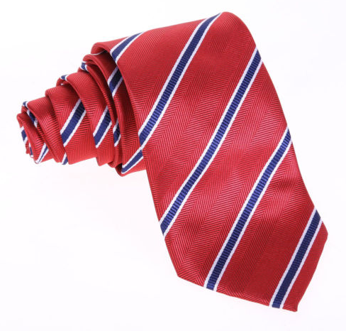 Red, Navy Blue and White Striped Tie – GentlemanJoe