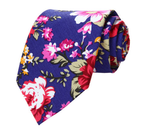 Indigo and Pink Floral Tie – GentlemanJoe