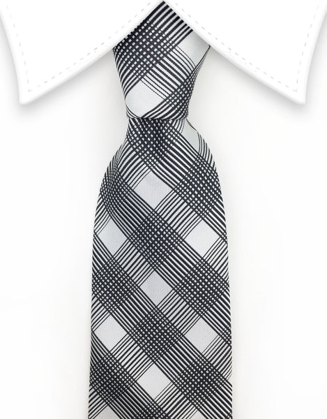 Silver & Black Plaid Tie – GentlemanJoe