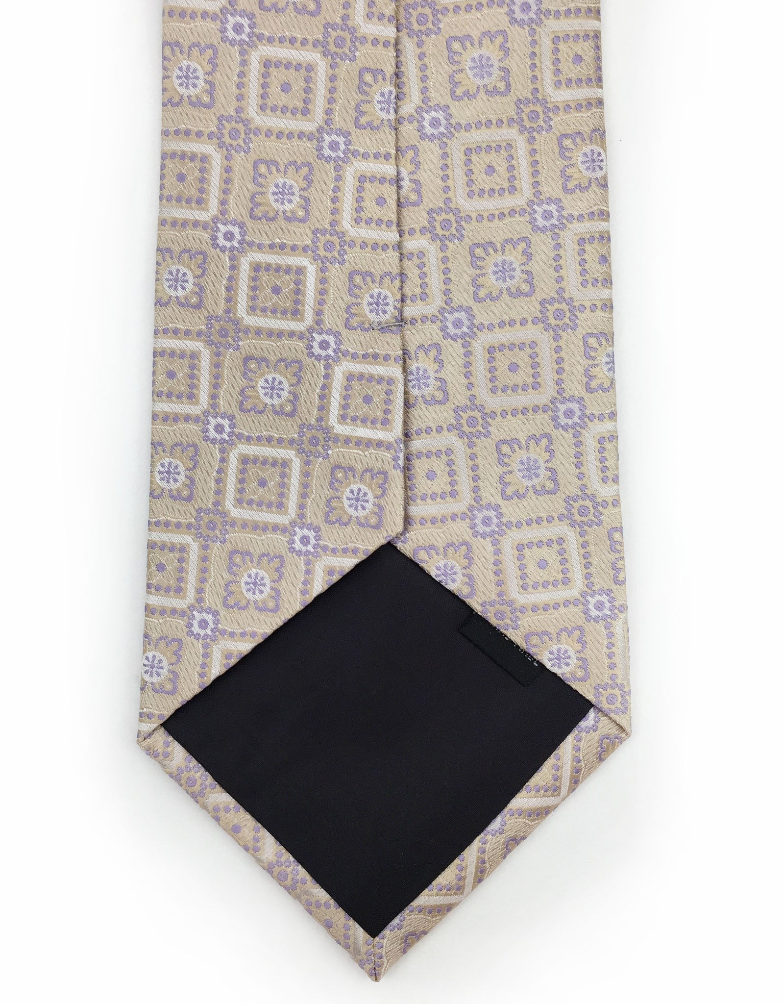 Golden Beige Tie with Lilac Motif – GentlemanJoe