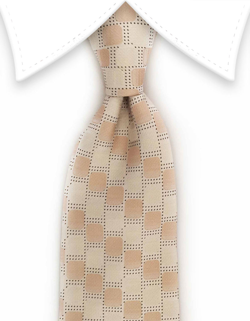 Beige & Gold Geometric Tie – GentlemanJoe