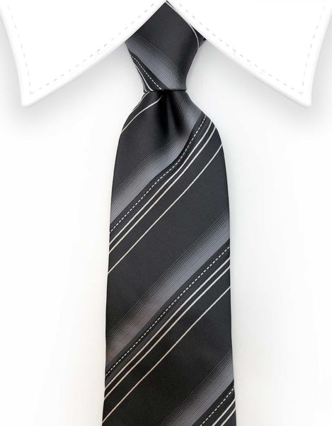 Black Charcoal & White Stripe Tie – GentlemanJoe