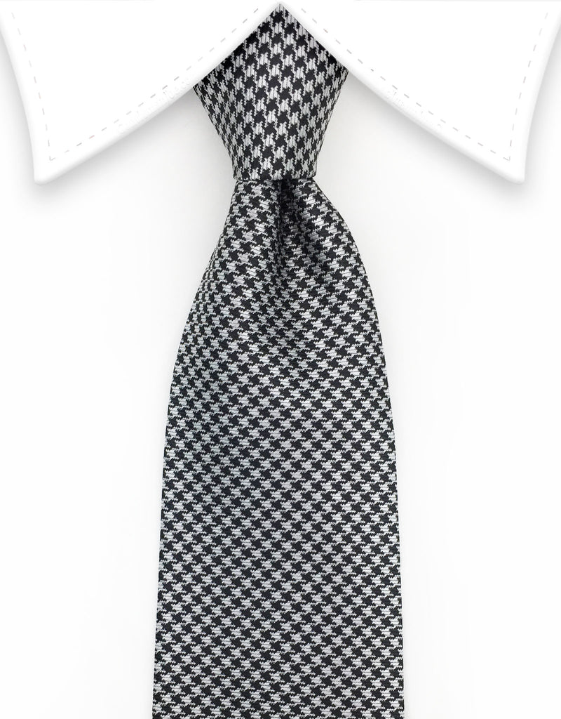 Silver and Black Houndstooth Tie – GentlemanJoe