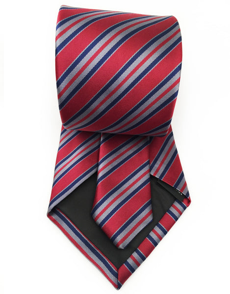 Burgundy, Blue & Gray Striped Tie – GentlemanJoe