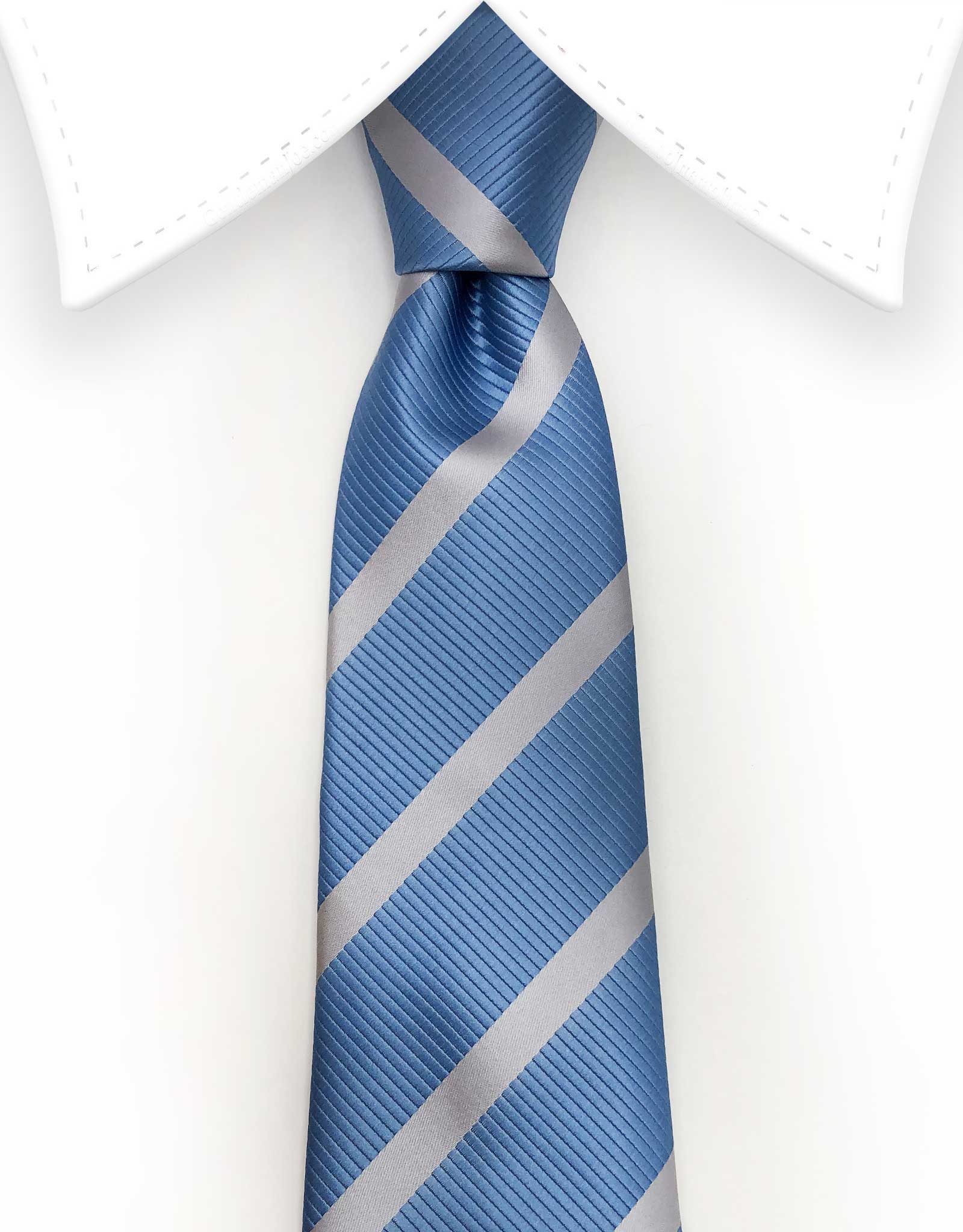 Sky Blue Tie with Silver Stripes – GentlemanJoe