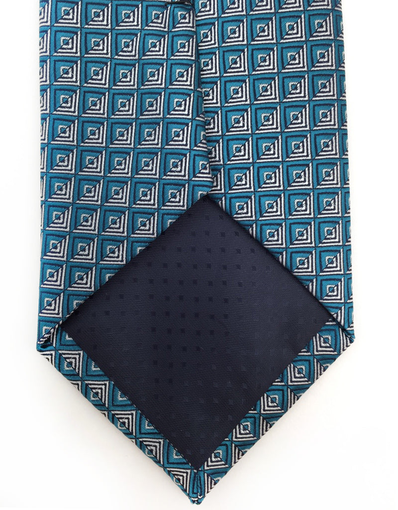 Turquoise Tie with Silver Squares – GentlemanJoe