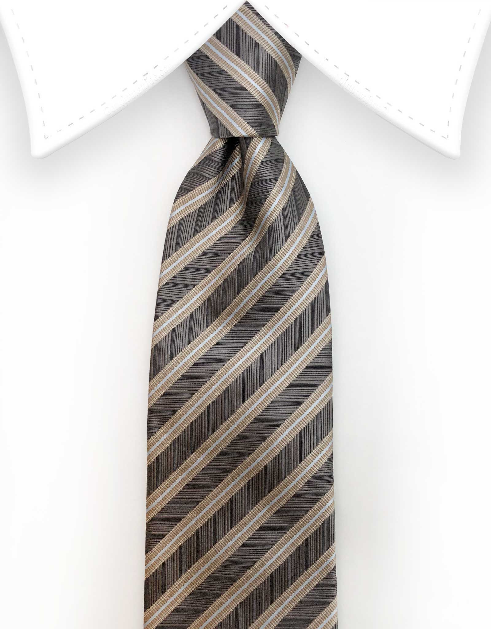 Gold, Silver and Taupe Striped Tie – GentlemanJoe